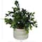 11" Green Faux Foliage Eucalyptus Artificial Plant with Patterned Porcelain Pot